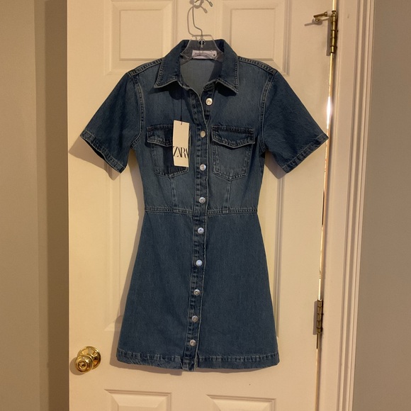 ZARA Denim Mini Dress - Size XS - NWT - Picture 2 of 10